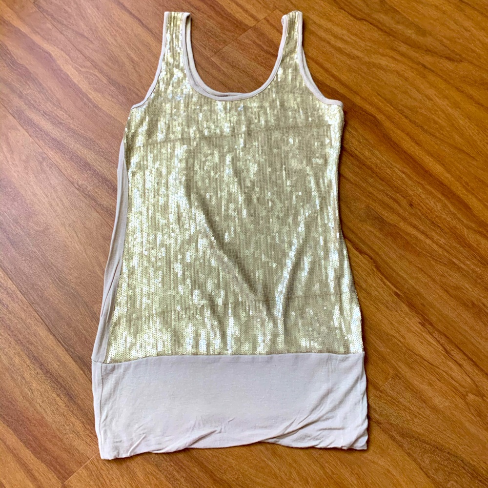 Love Tease Gold Sequined Tank Top